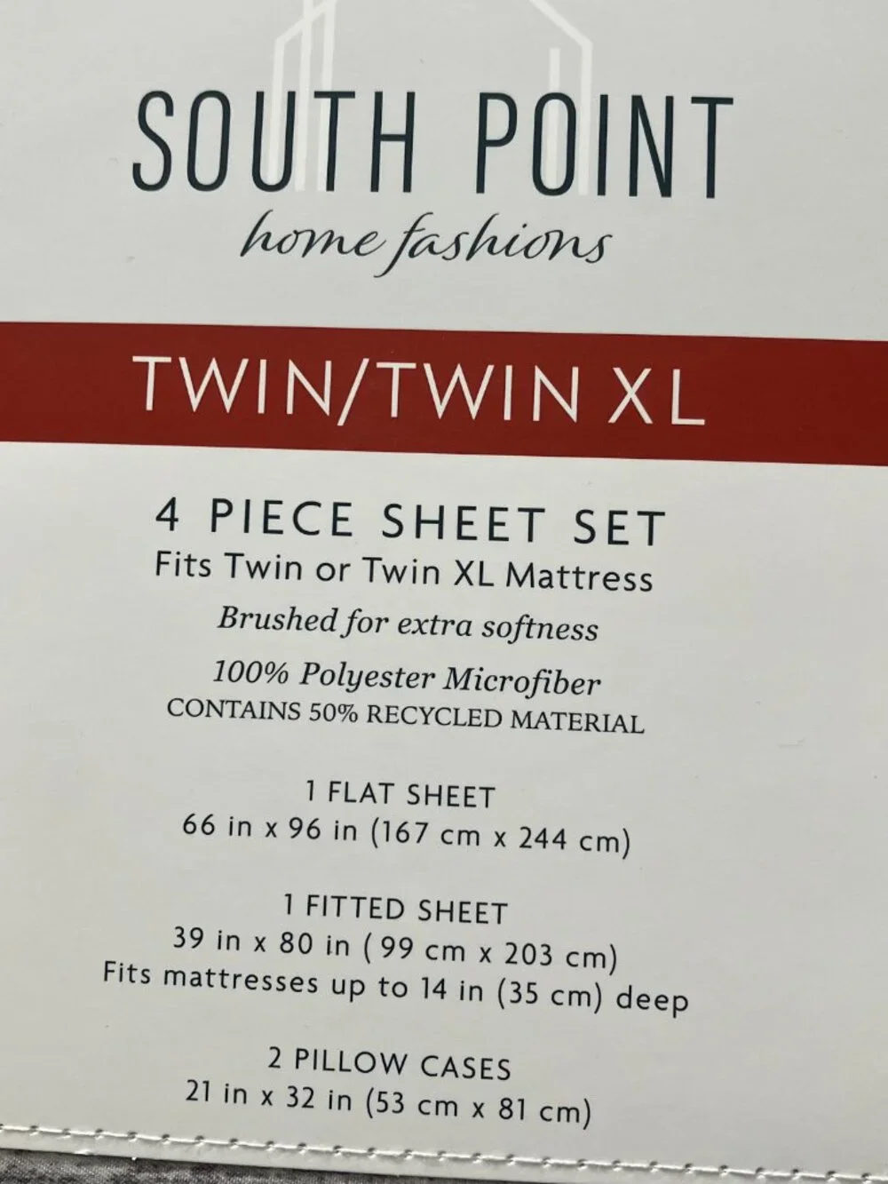 2 *NEW* South Point Home Fashions Microfiber 4-Piece Sheet Set - Twin/Twin XL